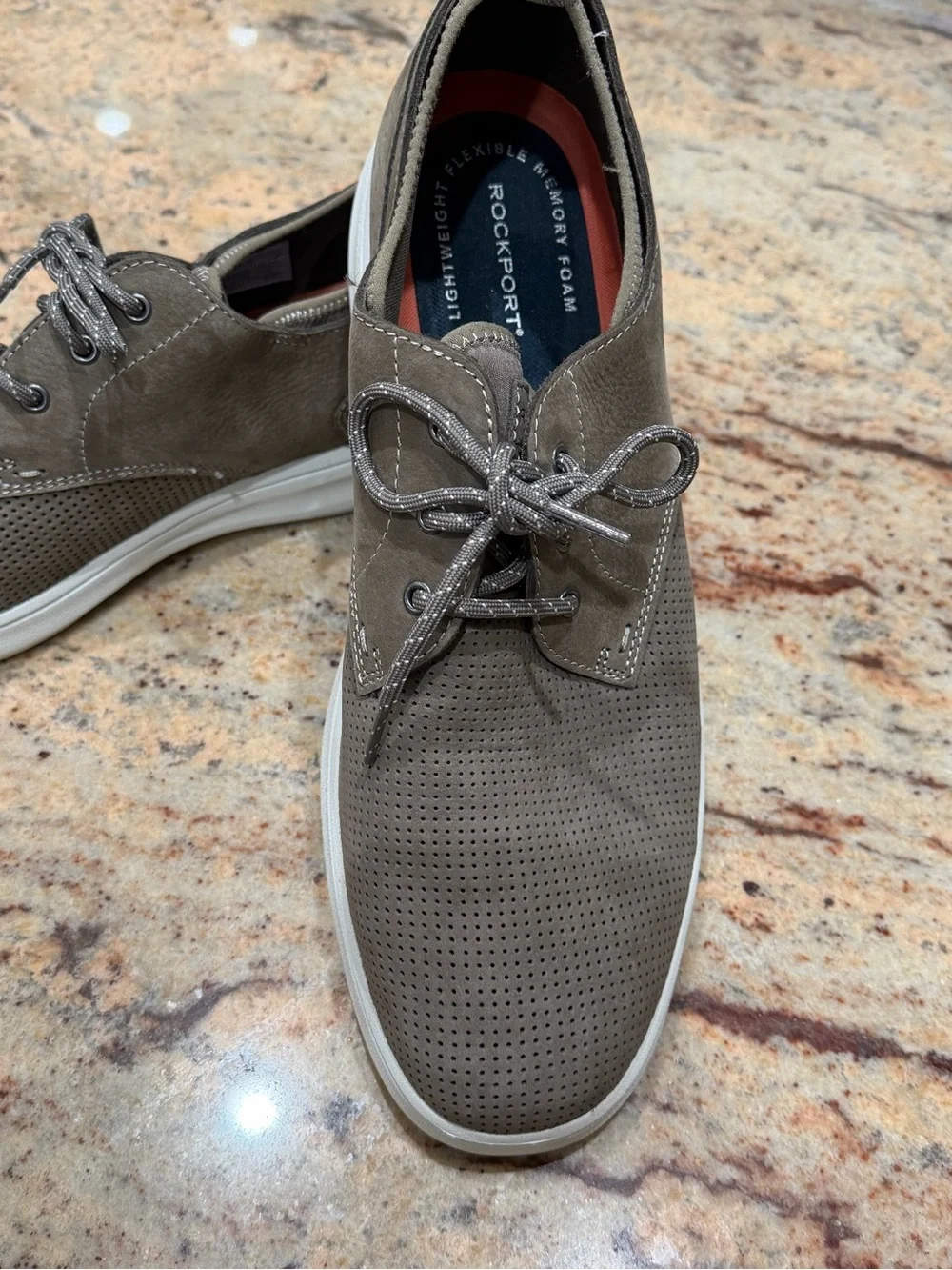 Rockport  Men’s Taupe Perforated Casual Sneakers Size 13